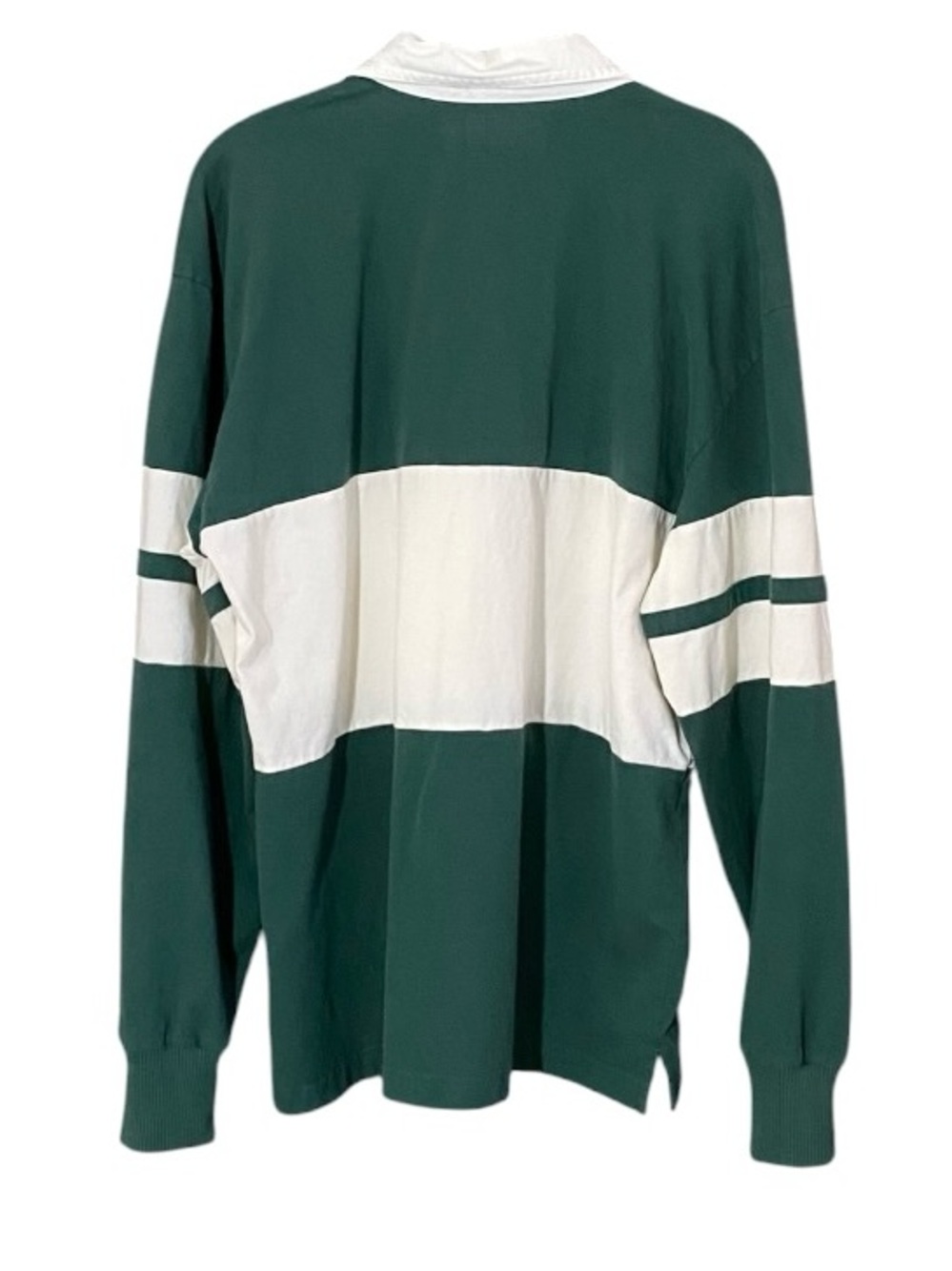Hollister Green Rugby Shirt M Heavyweight Cotton Striped Long Sleeve Preppy - Picture 6 of 8